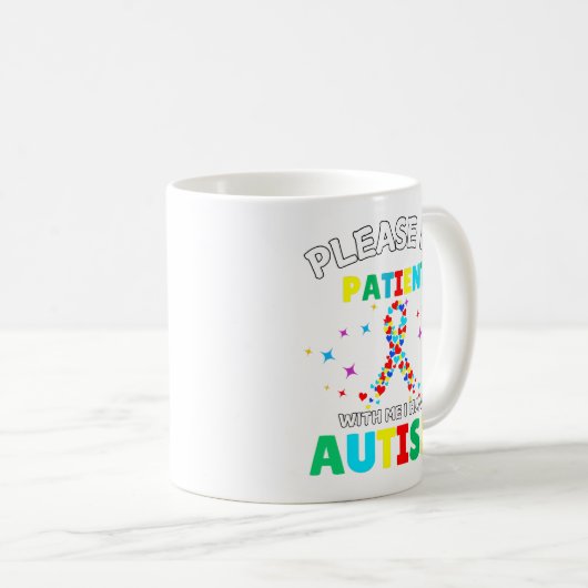 自閉症の意識を持っている私に我慢して下さい コーヒーマグカップ (正面右)