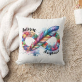 自閉症の意識カラフル羽の無限大の記号 クッション (ブランケット)