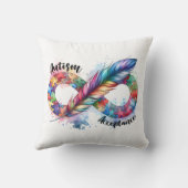 自閉症の意識カラフル羽の無限大の記号 クッション (裏面)