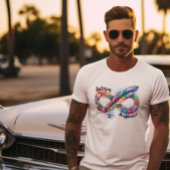 自閉症の意識カラフル羽の無限大の記号 Tシャツ