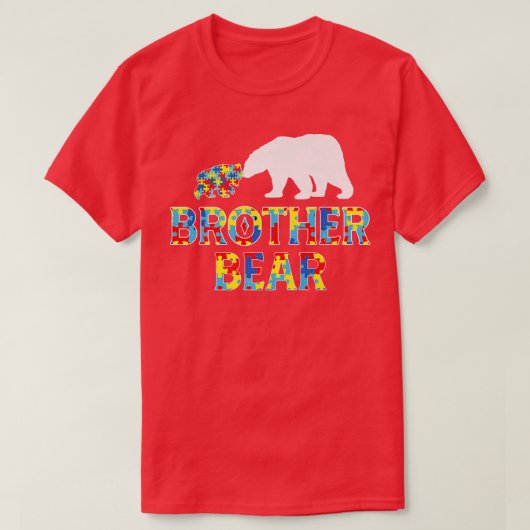 自閉症の意識ブラザーベアーサポート自閉症の前 Tシャツ (デザイン正面)