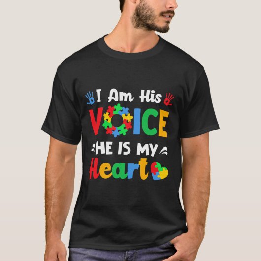 自閉症の意識私は彼の声は私のハートママ Tシャツ (正面)