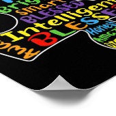 自閉症の意識賛美ハートメンズウィメンズキッズキル ポスター (角)