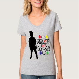 自閉症の意識 – 女性の基本的なVネックTシャツ Tシャツ