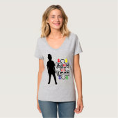 自閉症の意識 – 女性の基本的なVネックTシャツ Tシャツ (正面フル)