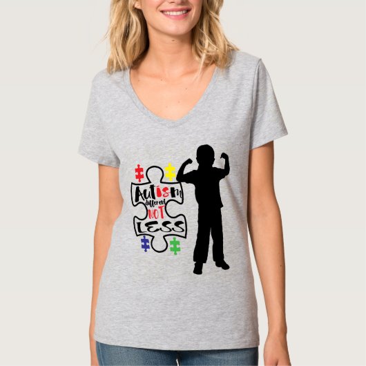 自閉症の意識 – 女性の基本的なVネックTシャツ Tシャツ (正面)