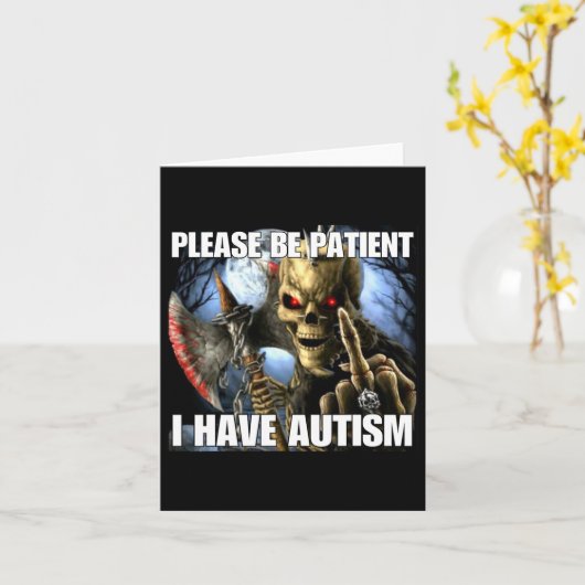 自閉症の懸命Skeletoを持っている忍耐強くおもしろいしなさい カード (黄色い花)