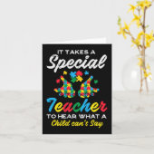 自閉症の戦争を言えない子供を聞く特別な先生 カード (黄色い花)