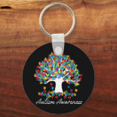 自閉症の木の認識月生活男性の女性 キーホルダー (正面)