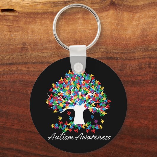 自閉症の木の認識月生活男性の女性 キーホルダー (正面)