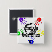 自閉症の正方形ボタン 缶バッジ (正面&裏面)