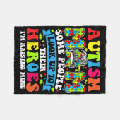 自閉症の母がヒーローグルーヴィ乱雑Bun自閉症Aw フリースブランケット (正面(横))