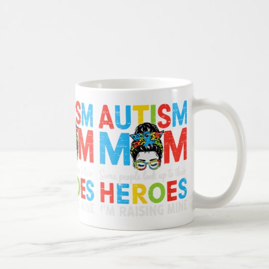 自閉症の母がヒーロー自閉症おもしろい意識を高めるMam コーヒーマグカップ (右)