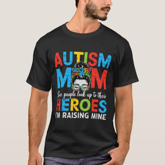 自閉症の母がヒーロー自閉症おもしろい意識を高めるMam Tシャツ (正面)