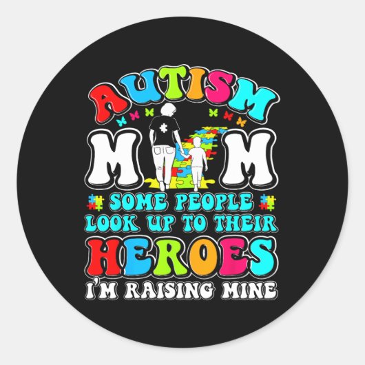 自閉症の母が主人公を育てる母の息子の自閉症が待ち受ける ラウンドシール (正面)