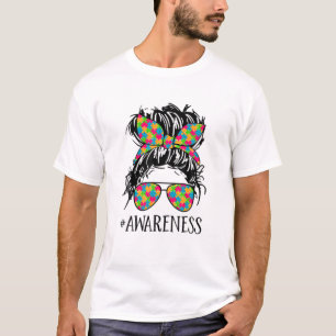 自閉症の母の生活Messy Bun母の日の自閉症aw Tシャツ