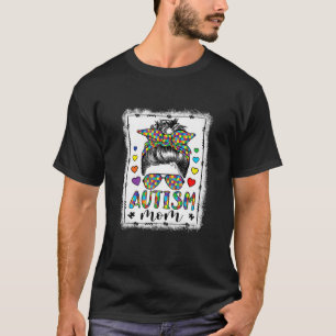 自閉症の母の生活Messy Bun母の日を漂白 Tシャツ
