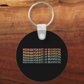 自閉症の母レインボー神経多様性は美しい君主 キーホルダー (正面)