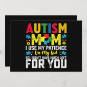 自閉症の母 私は子供の理解に私の忍耐力を使っている 招待状 (正面/裏面)