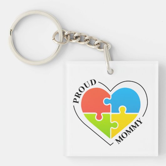 自閉症の気誇りを持った付きママ写真 キーホルダー (正面)