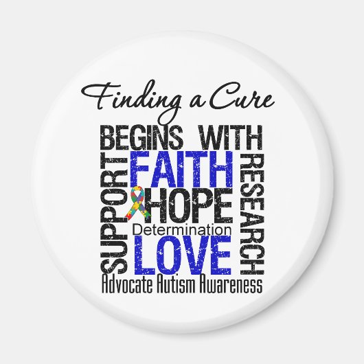 自閉症の治療法を見つける マグネット (正面)