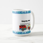 自閉症の消防車のパズル作品 コーヒーマグカップ (正面右)