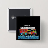 自閉症の消防車のパズル作品 缶バッジ (正面&裏面)