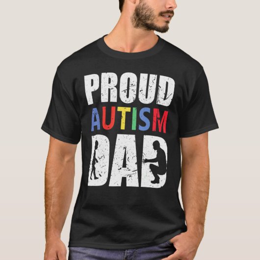 自閉症の父であることを誇りに思う男性 Tシャツ (正面)