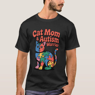 自閉症の猫のママ 自閉症の戦士 カラフル 自閉症啓発 Tシャツ