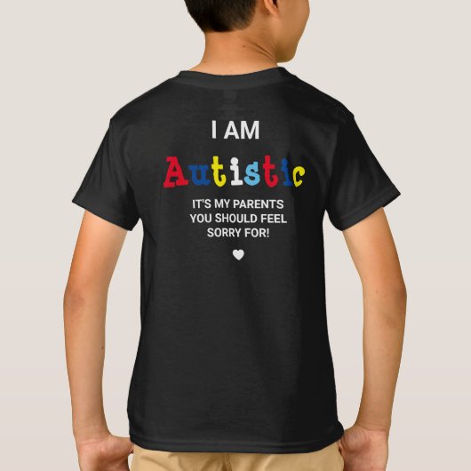 自閉症の理解を深める面白いデザイン | ASD Tシャツ (裏面)
