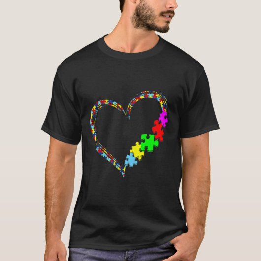 自閉症の理解 受け入れる 理解する 愛 サポート ブルー Tシャツ (正面)