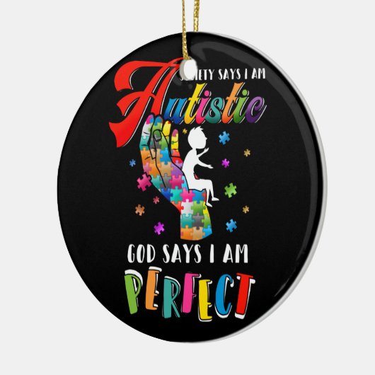 自閉症の社会が自閉症の神が私を完璧だと言う セラミックオーナメント (左)