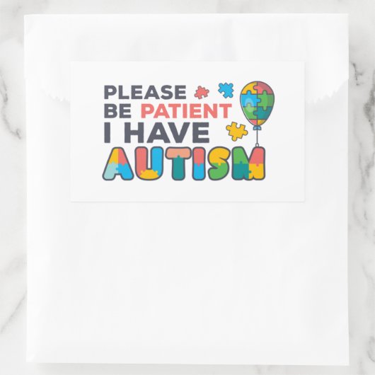 自閉症の色のパズルを持っ数々のて我慢しなさい 長方形シール (バッグ)