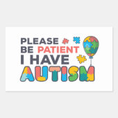 自閉症の色のパズルを持っ数々のて我慢しなさい 長方形シール (正面)