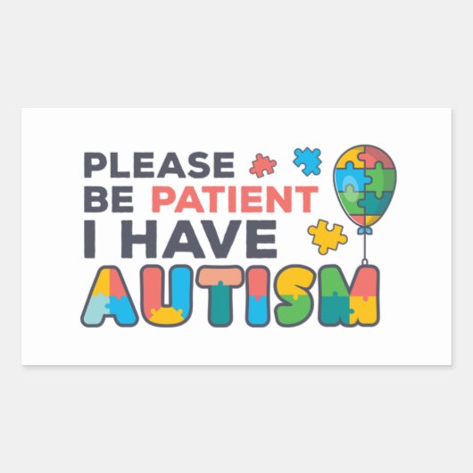 自閉症の色のパズルを持っ数々のて我慢しなさい 長方形シール (正面)