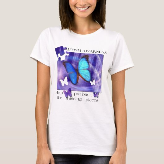 自閉症の蝶パズル Tシャツ (正面)