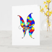 自閉症の蝶挨拶状 カード (黄色い花)