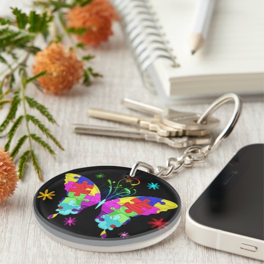 自閉症の蝶 キーホルダー (正面右)