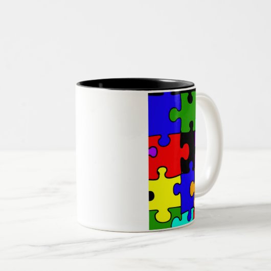 自閉症の複雑なpuzzelの部分のコーヒー・マグ ツートーンマグカップ (正面右)