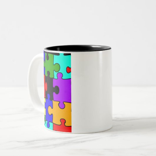 自閉症の複雑なpuzzelの部分のコーヒー・マグ ツートーンマグカップ (正面左)