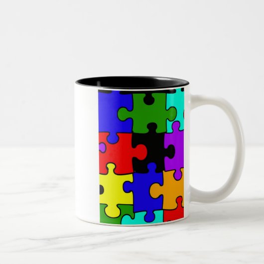自閉症の複雑なpuzzelの部分のコーヒー・マグ ツートーンマグカップ (右)