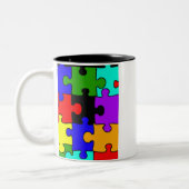 自閉症の複雑なpuzzelの部分のコーヒー・マグ ツートーンマグカップ (左)