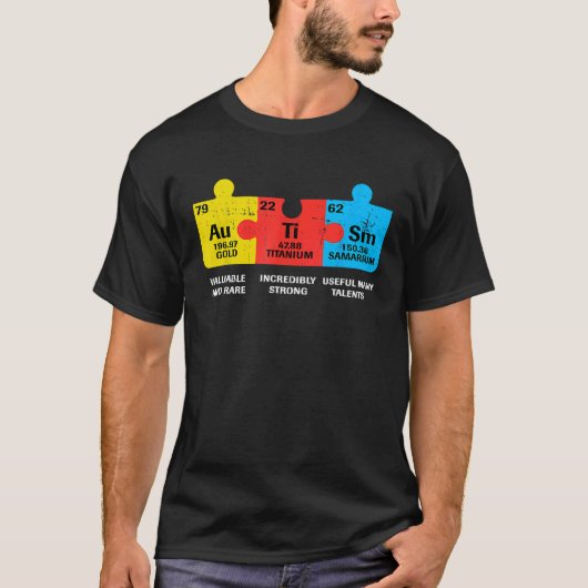 自閉症の要素 周期表 アウェアネス ASD メンズ Tシャツ (正面)