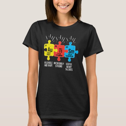 自閉症の要素 周期表 アウェアネス ASD メンズ Tシャツ (正面)