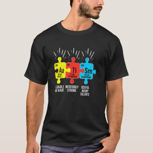 自閉症の要素 周期表 アウェアネス ASD メンズ Tシャツ (正面)