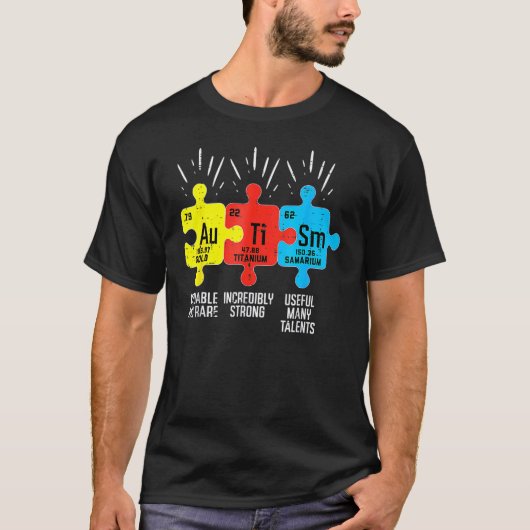 自閉症の要素 周期表 アウェアネス ASD メンズ Tシャツ (正面)