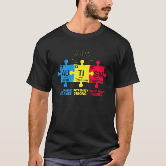 自閉症の要素 周期表 アウェアネス ASD メンズ Tシャツ (正面)