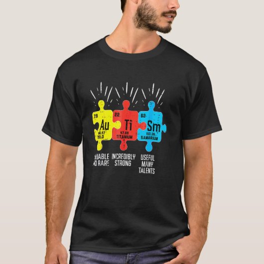 自閉症の要素 周期表 アウェアネス ASD 男性用 Tシャツ (正面)