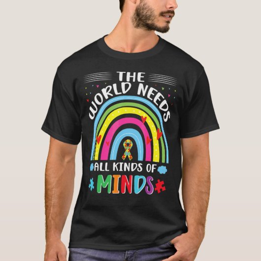 自閉症の誇り 世界はあらゆる種類の心を必要としている オーティー Tシャツ (正面)