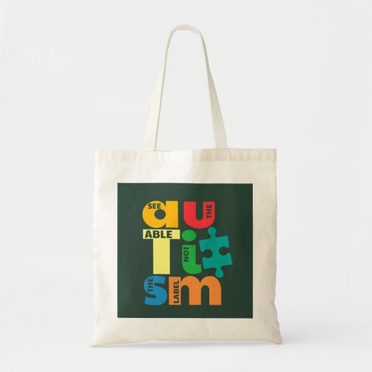 自閉症の認知度を表さない能力を見る トートバッグ (正面)